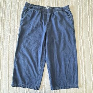 Croft & Barrow Pull On Skimmer Denim Capri L Elastic Waist Pants Beach Street